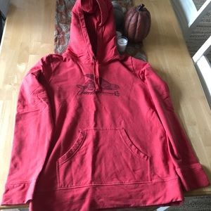 Patagonia red hooded sweatshirt